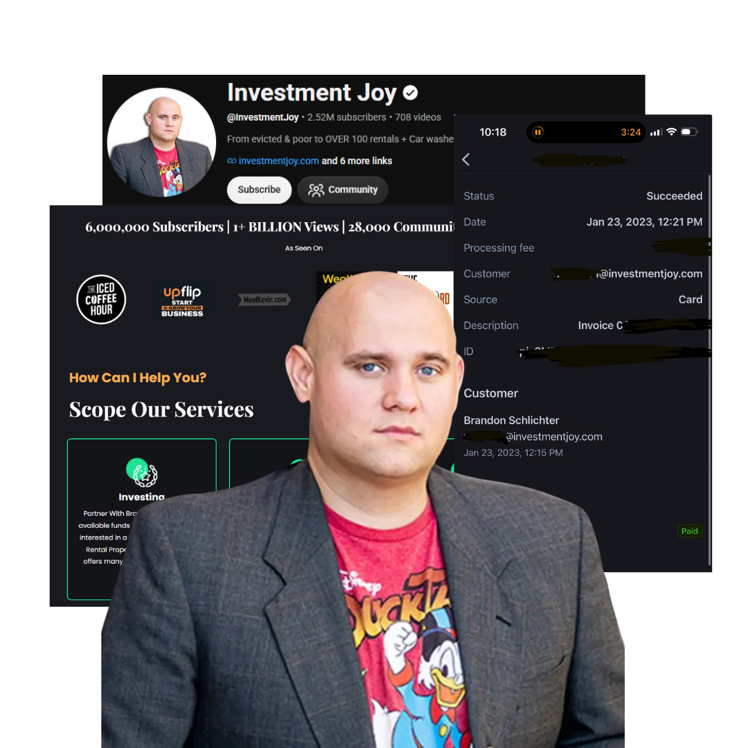 Investment Joy, client · hired for email marketing and business growth, 2.52M youtube subscribers.